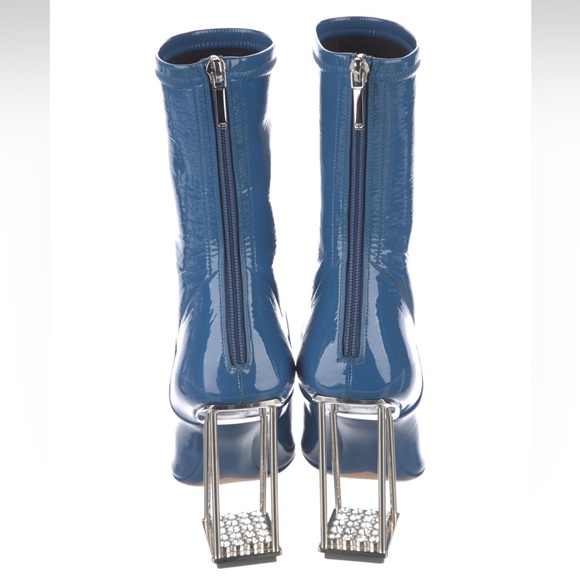 CHRISTIAN DIOR PATENT LEATHER BLUE BOOTS WITH CRYSTALS 39 9 - Picture 4 of 5